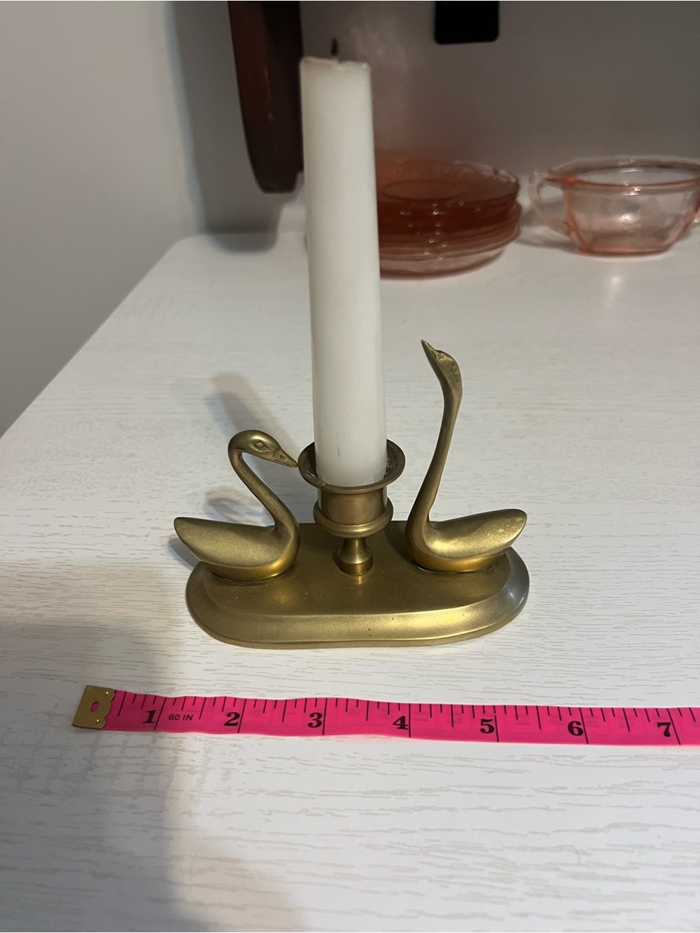 Vintage Brass Double Swan Candle Holder